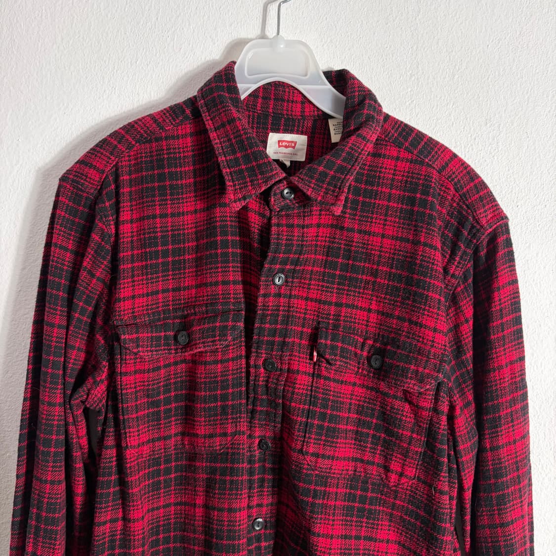 리바이스 체크 패턴 플란넬셔츠 레드(M) 상품이미지3