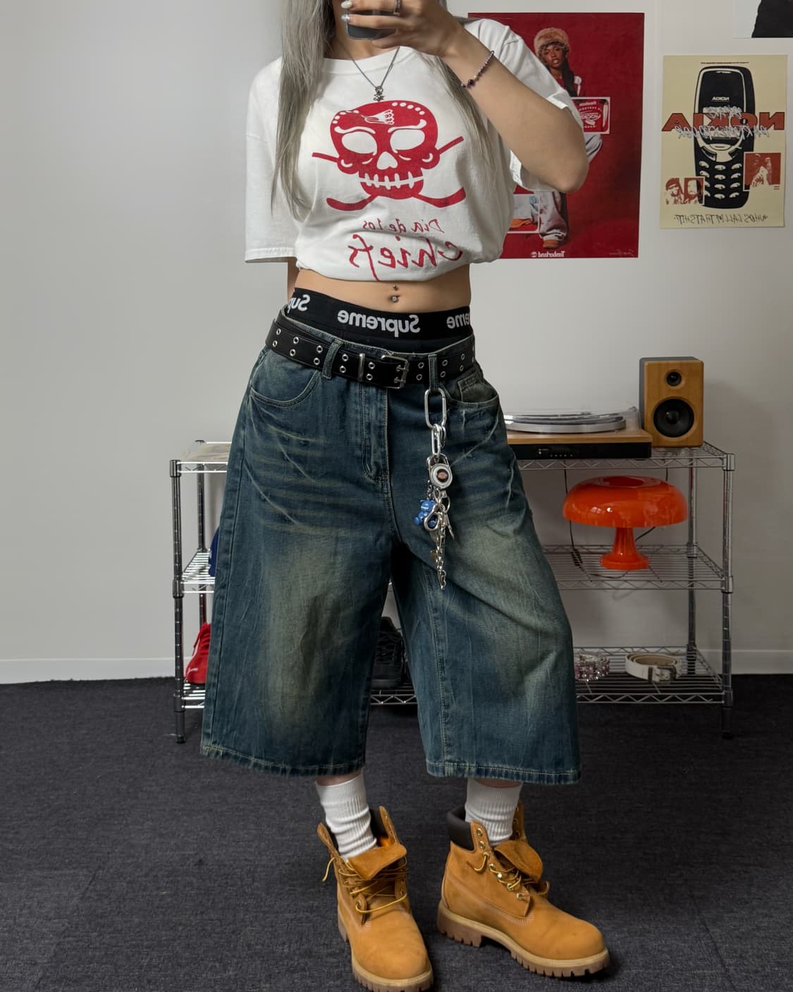 Vintage Chief 스컬 화이트 반팔 티셔츠 상품이미지4