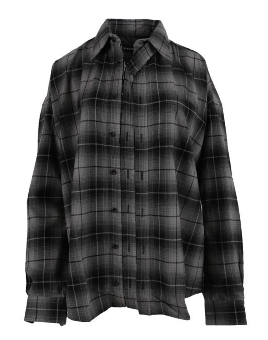 와이프로젝트 디컨스트럭티드 체크 패턴 셔츠 그레이 상품이미지1