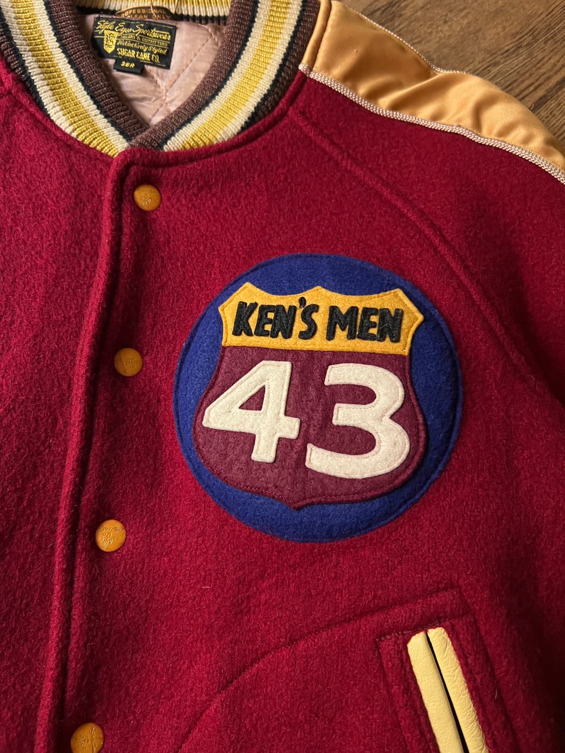 [38R]슈가케인 스타일아이즈 빈티지 레드 울 바시티 자켓 상품이미지3