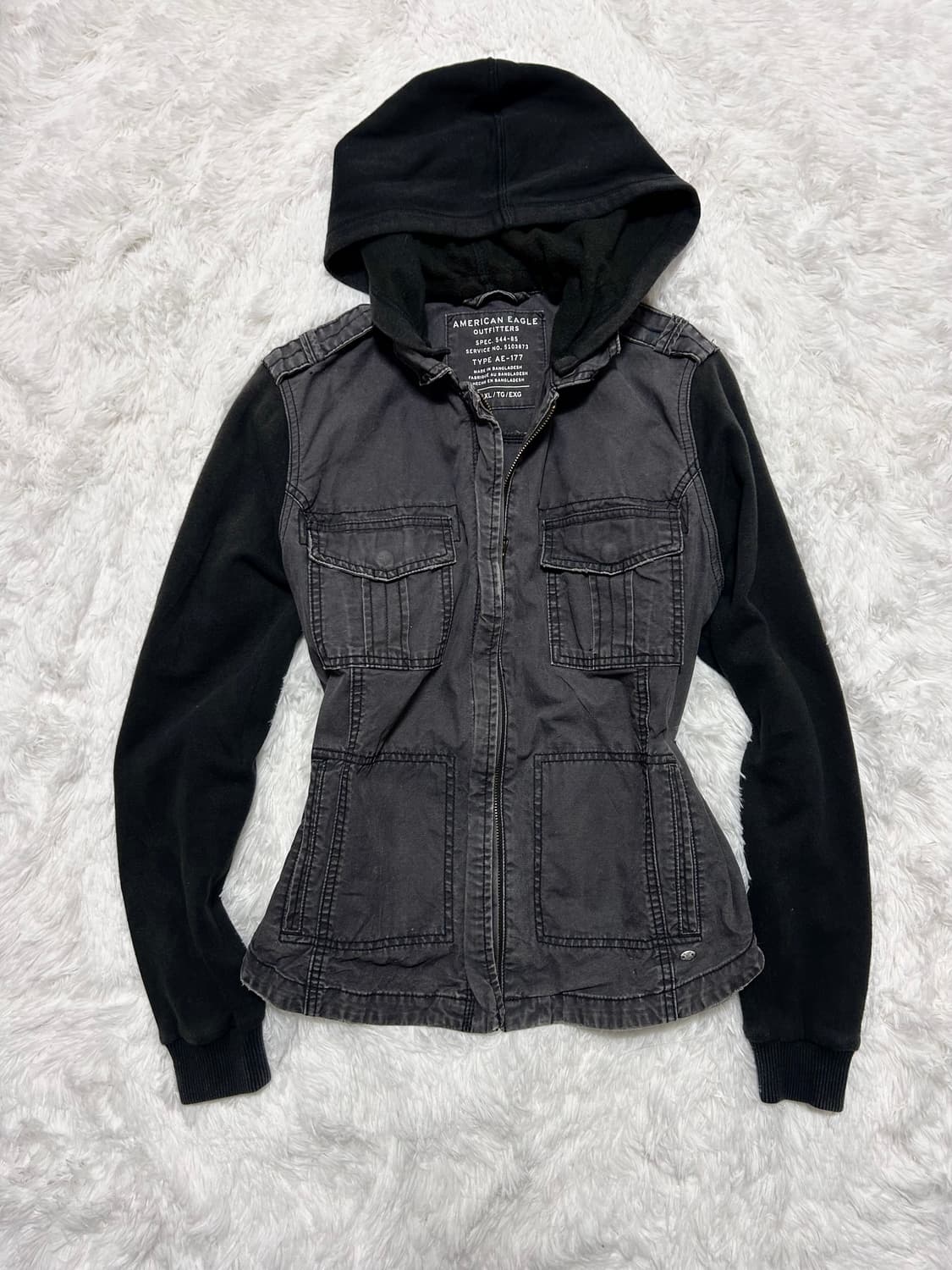 American Eagle y2k denim hood zip-up 상품이미지1