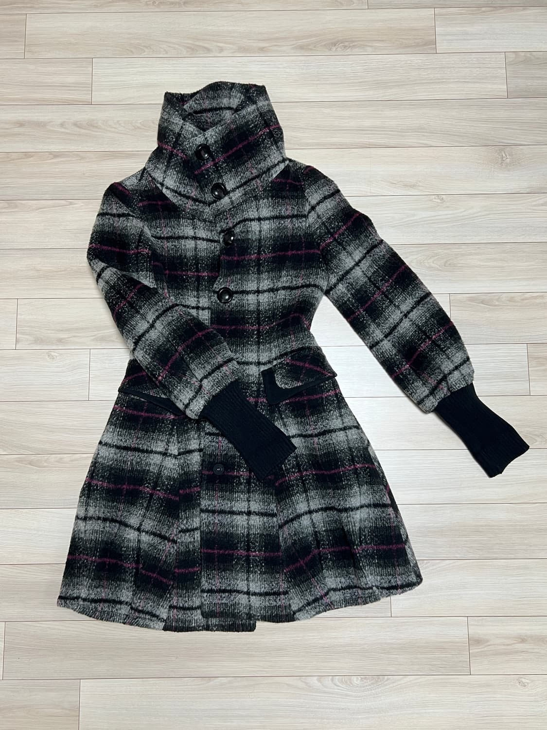 lovely check wool coat 상품이미지1