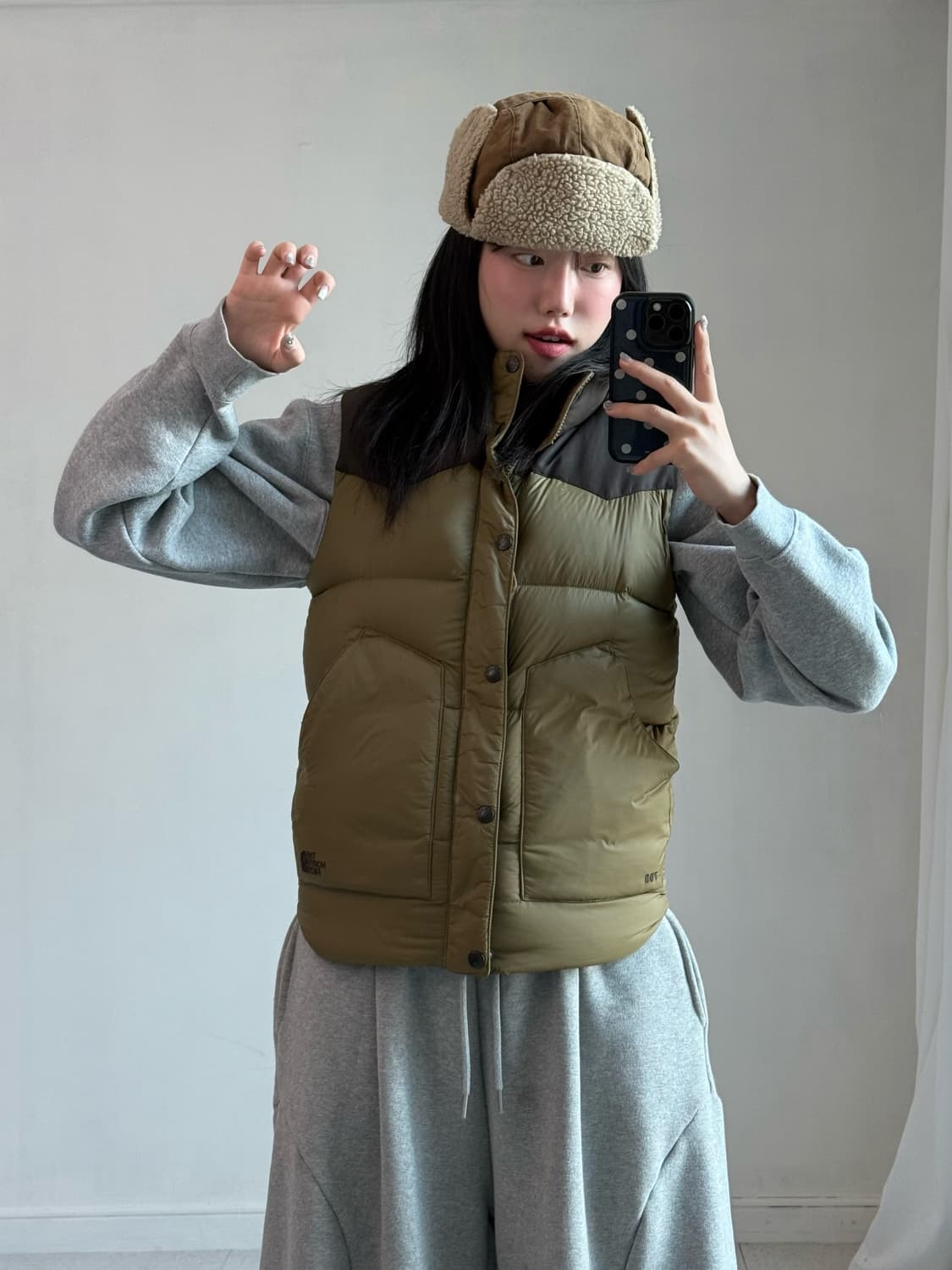 노스페이스 카키 브라운 조끼 패딩 상품이미지4