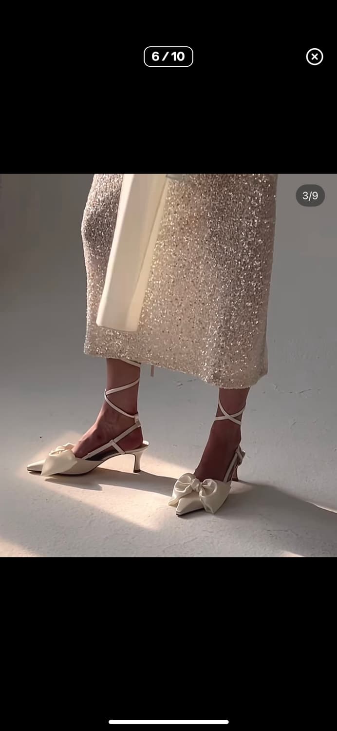 드래곤블루스 235-240 리본 슬링백 새틴 37 웨딩슈즈 상품이미지7