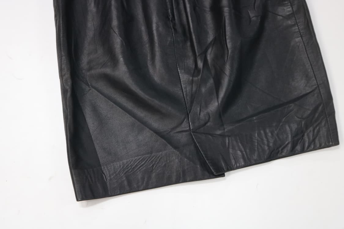 UOVA STELLA 빈티지 블랙 램스킨 레더 미디 스커트 (M) 상품이미지4