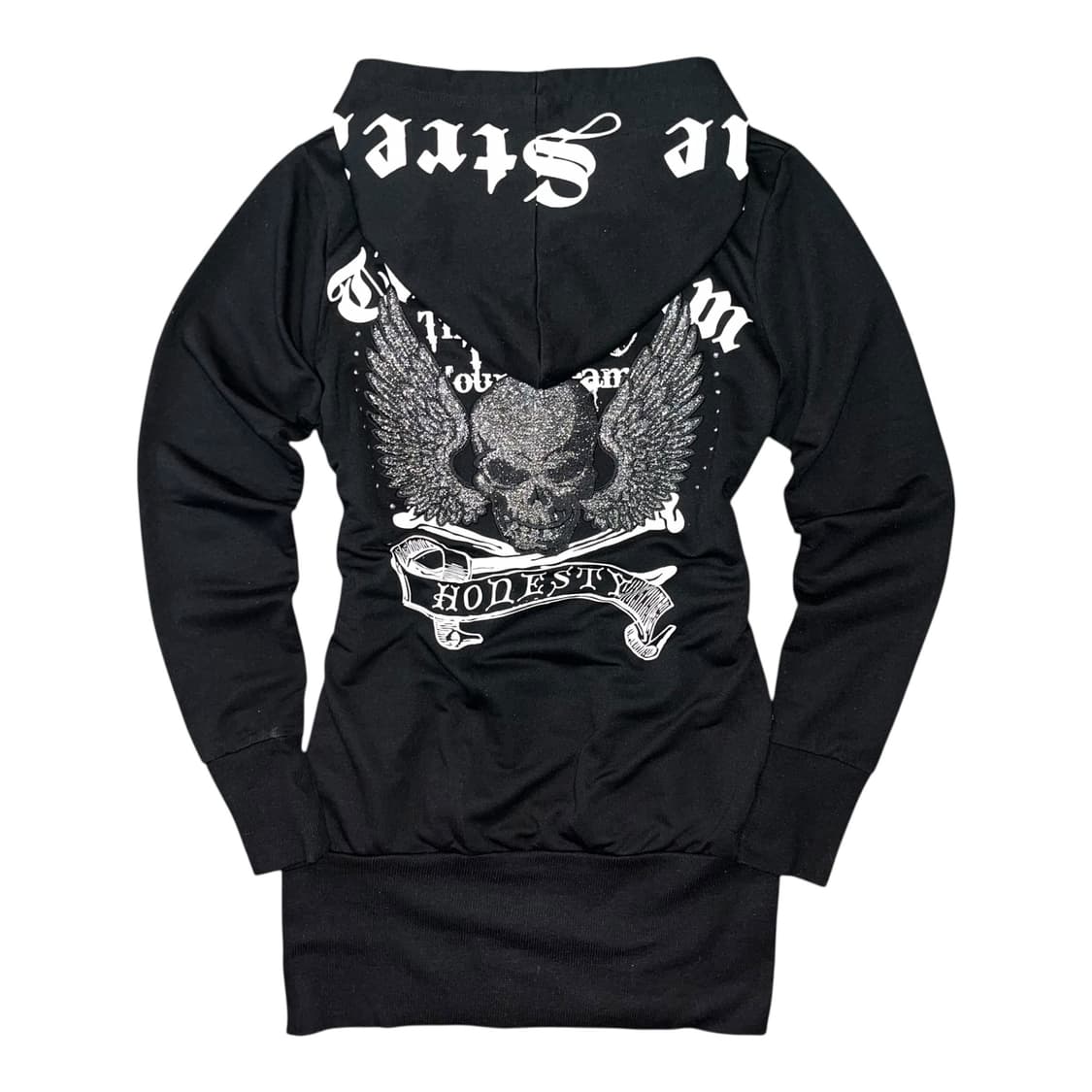 DIG DEEP 디그딥 십자큐빅 해골자수 후드 긴팔원피스 펑크y2k갸루 상품이미지1