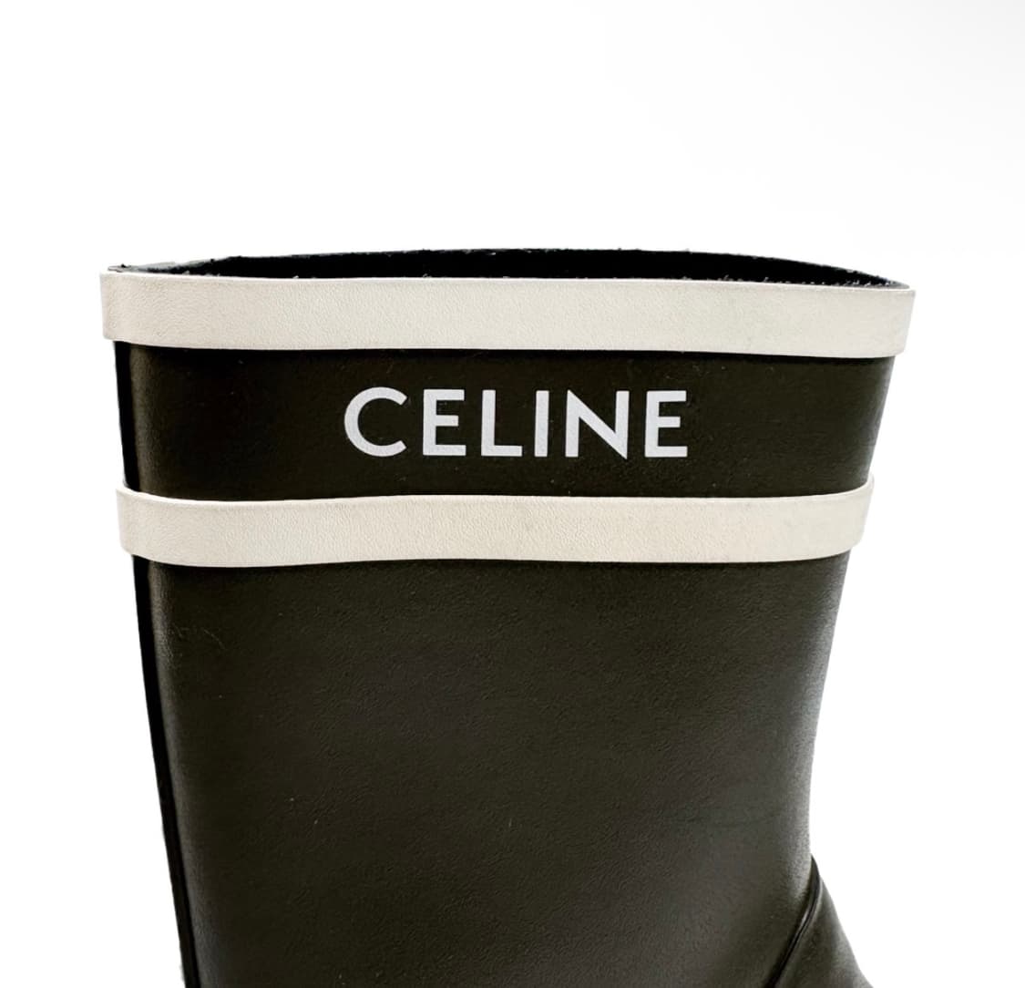 [38] 셀린느 여성 러버 로고 플랫 하프 레인 부츠 장화 카키 상품이미지8