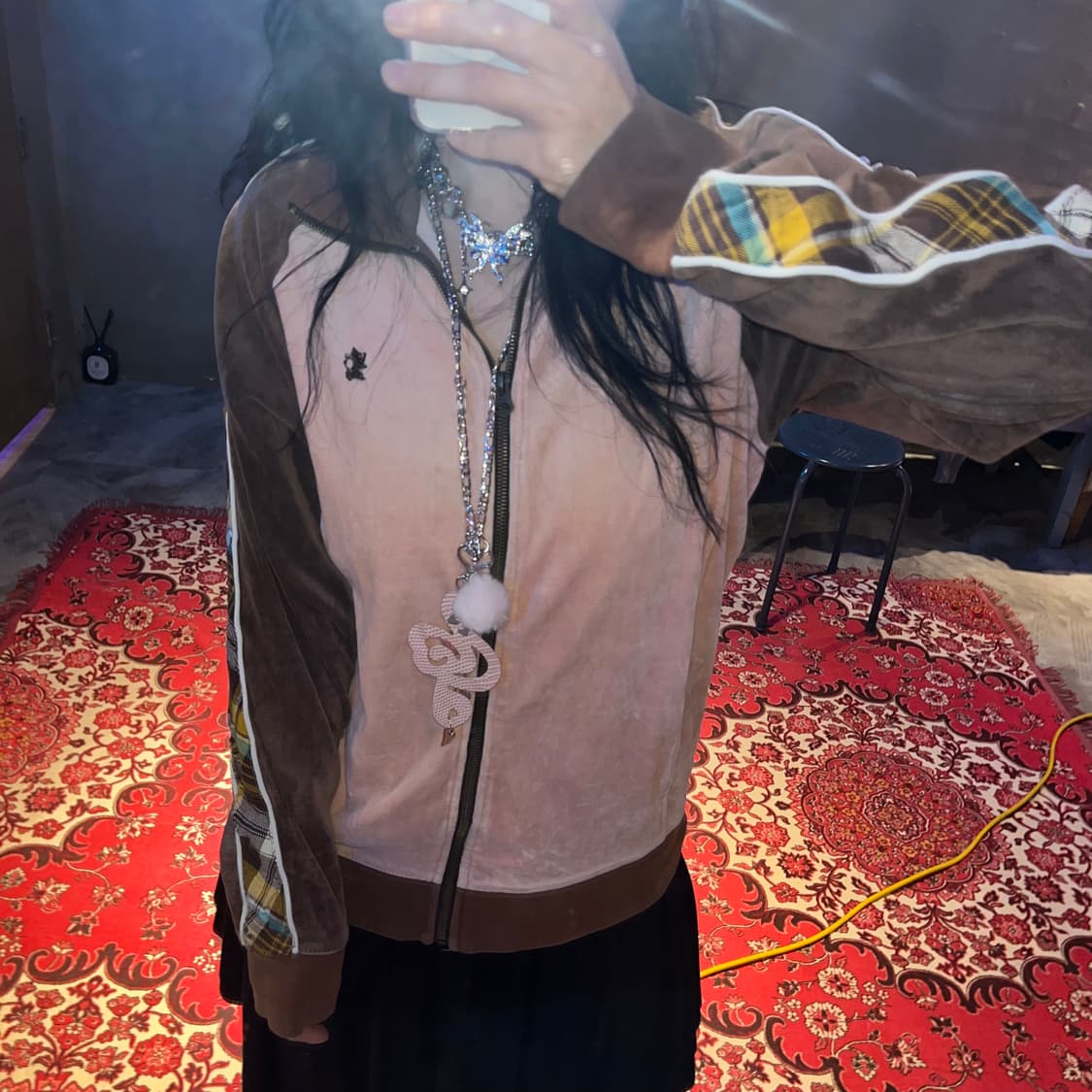 갸루 핑크 벨벳 져지 상품이미지5