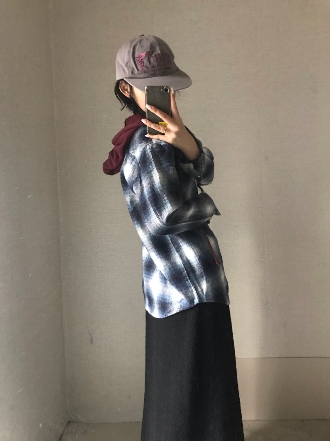 미스치프 레이어드 체크 후드셔츠 상품이미지5