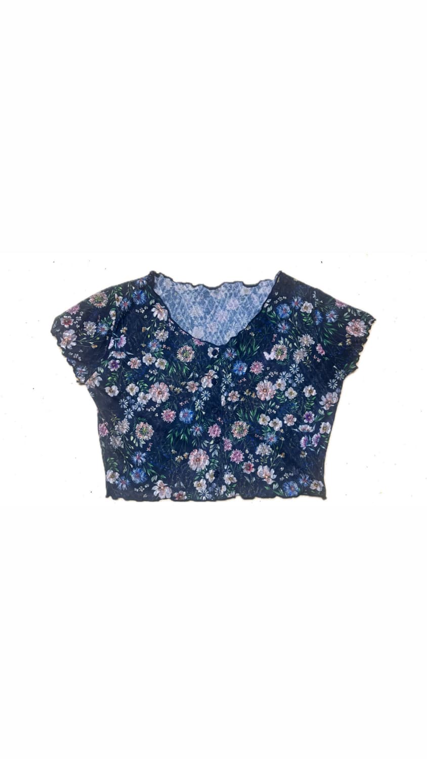 [세일 단돈 3500원!] 네스티팬시클럽 플라워 패턴 크롭 가디건 상품이미지1