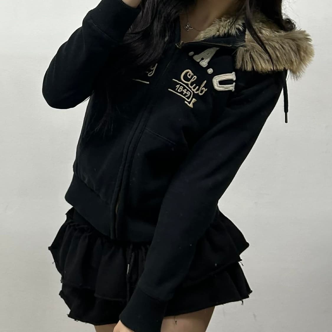 후아유 y2k 여리핏 후드퍼 울프죠 자켓 후드집업 희귀져지(S) 상품이미지1