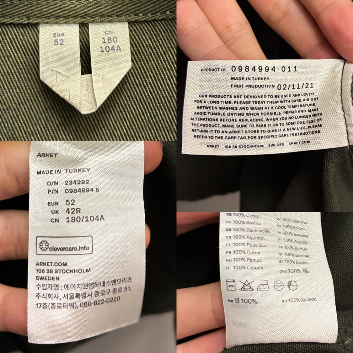 (L~XL)Arket 아르켓 오가닉 코튼 밀리터리 워크셔츠 셔켓 상품이미지10