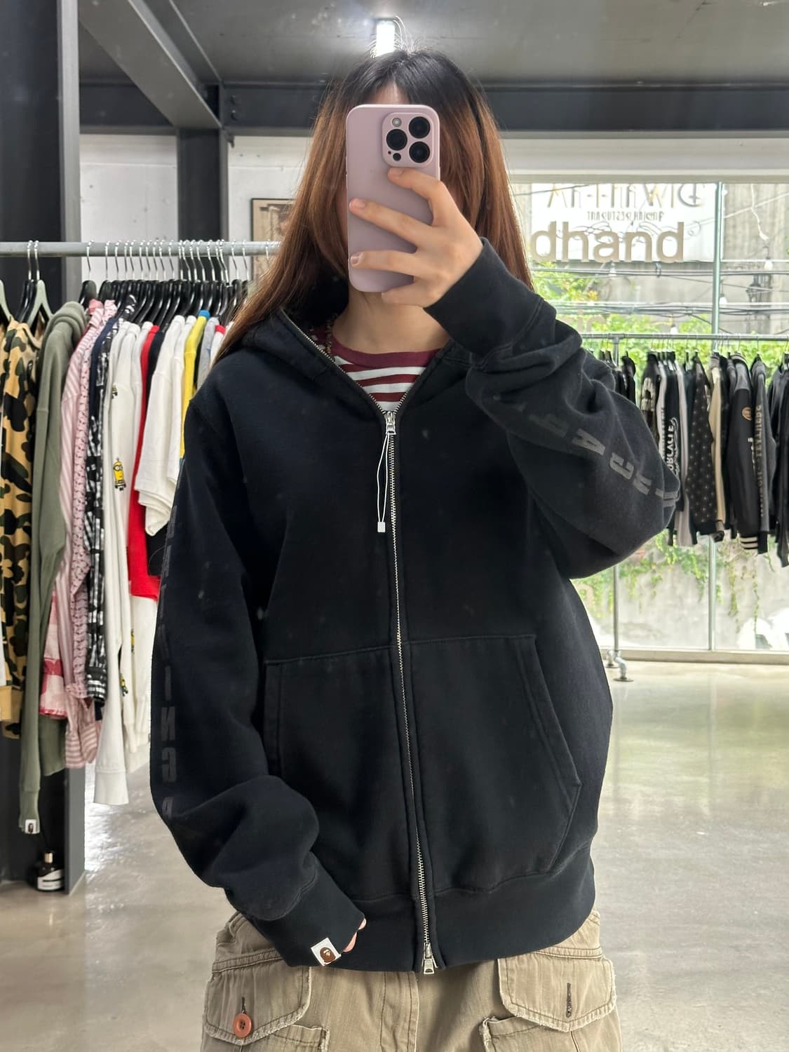 베이프 샤크 블랙 후드집업 상품이미지2