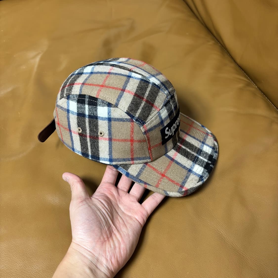 슈프림 캠프캡 모자 박스로고 버버리 체크 상품이미지3