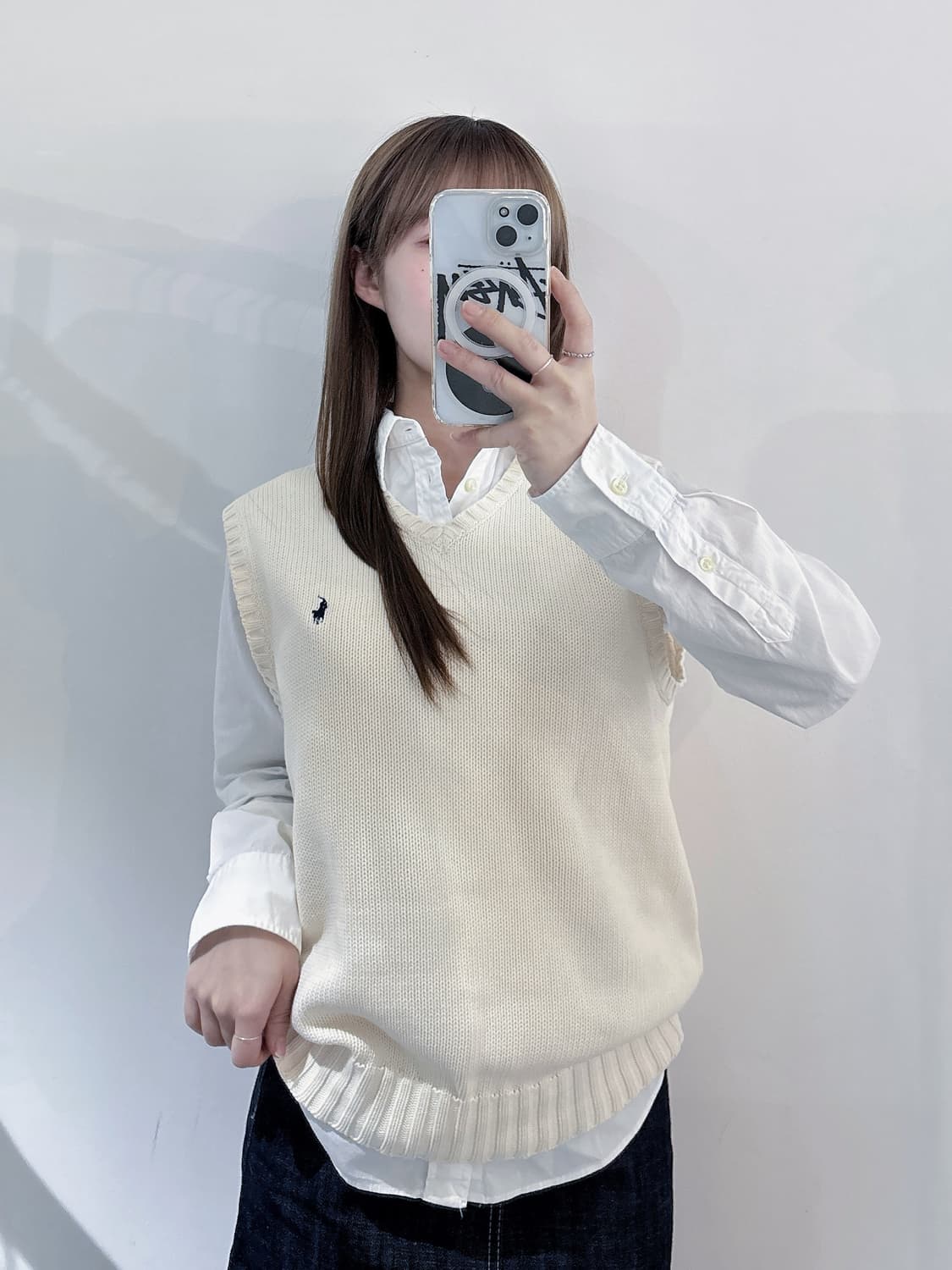 폴로랄프로렌 네이비포니 크림 니트조끼 상품이미지1