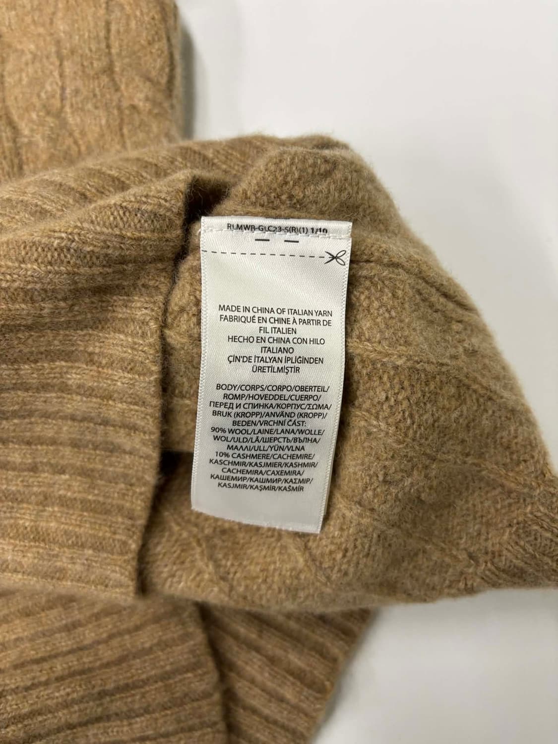 폴로 랄프로렌 울 캐시미어 신형 핀터깔 베이지 케이블 걸즈 크루넥 니트( 상품이미지5