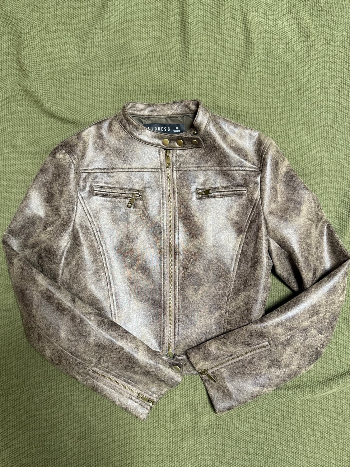 빈티지 브라운 레더 크롭자켓 M 상품이미지1