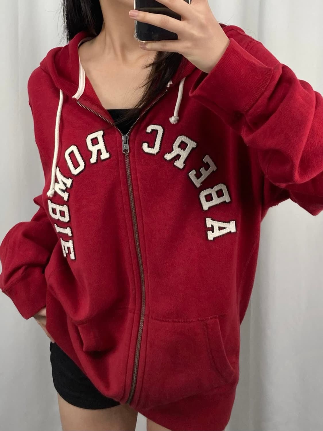 아베크롬비 스펠로고 레드 후드집업 상품이미지2