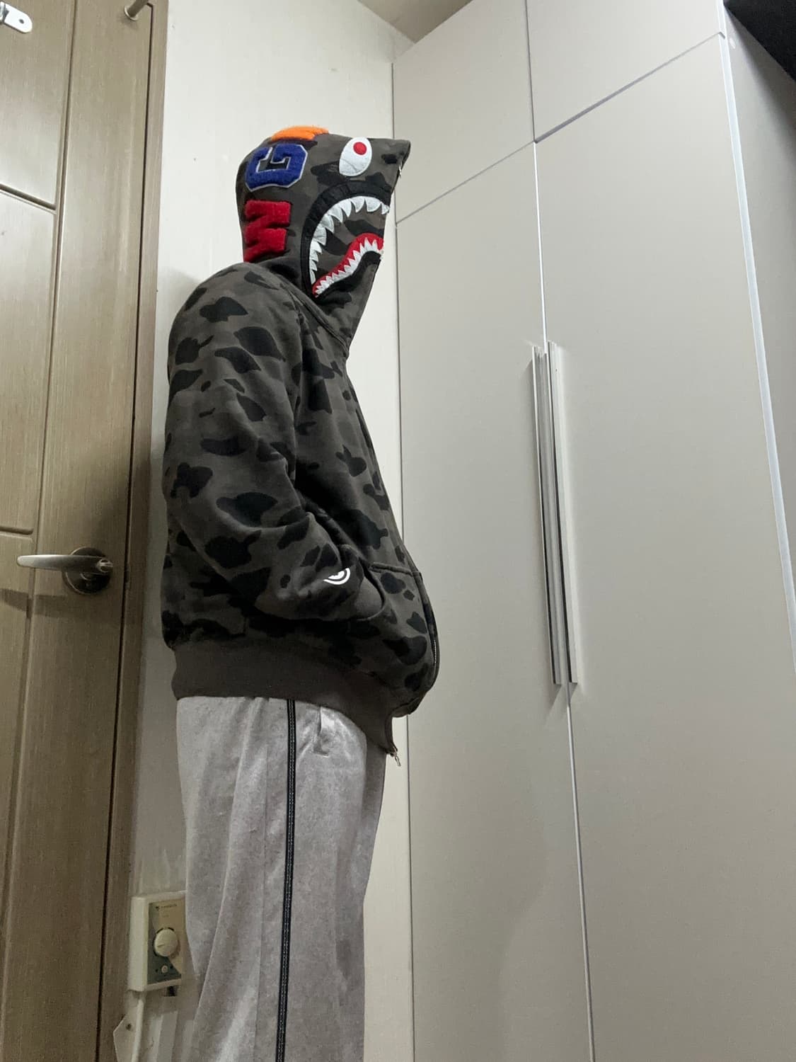 베이프 샤크 후드집업 흑카모 XL 상품이미지8