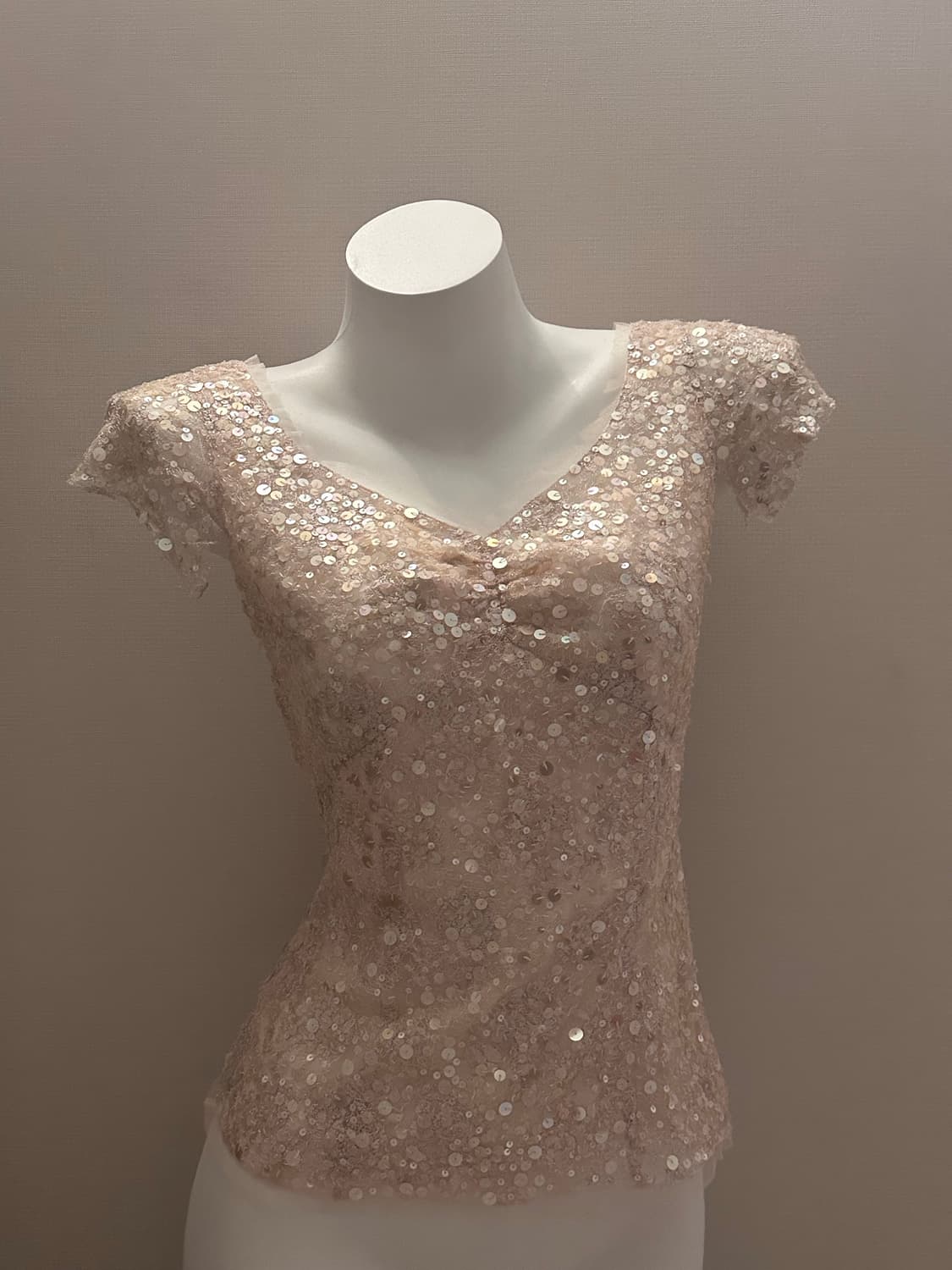 빈티지 페어리코어 스팽글 반팔 블라우스 상품이미지4