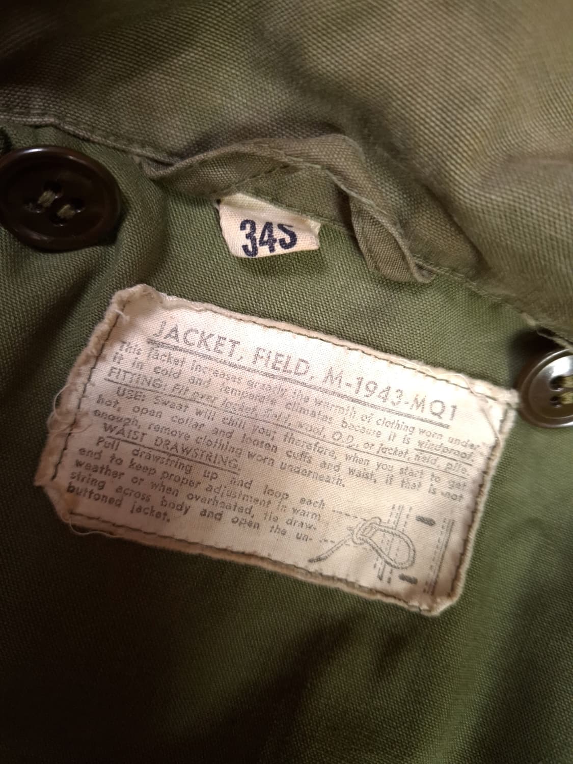 오리지날 WW2 미군 M-43 필드 야상 상품이미지2