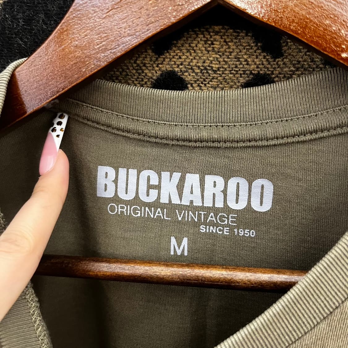 버커루 빈티지 스트릿 펑크 올리브그린 에나멜로고 반팔티 K0165 상품이미지5