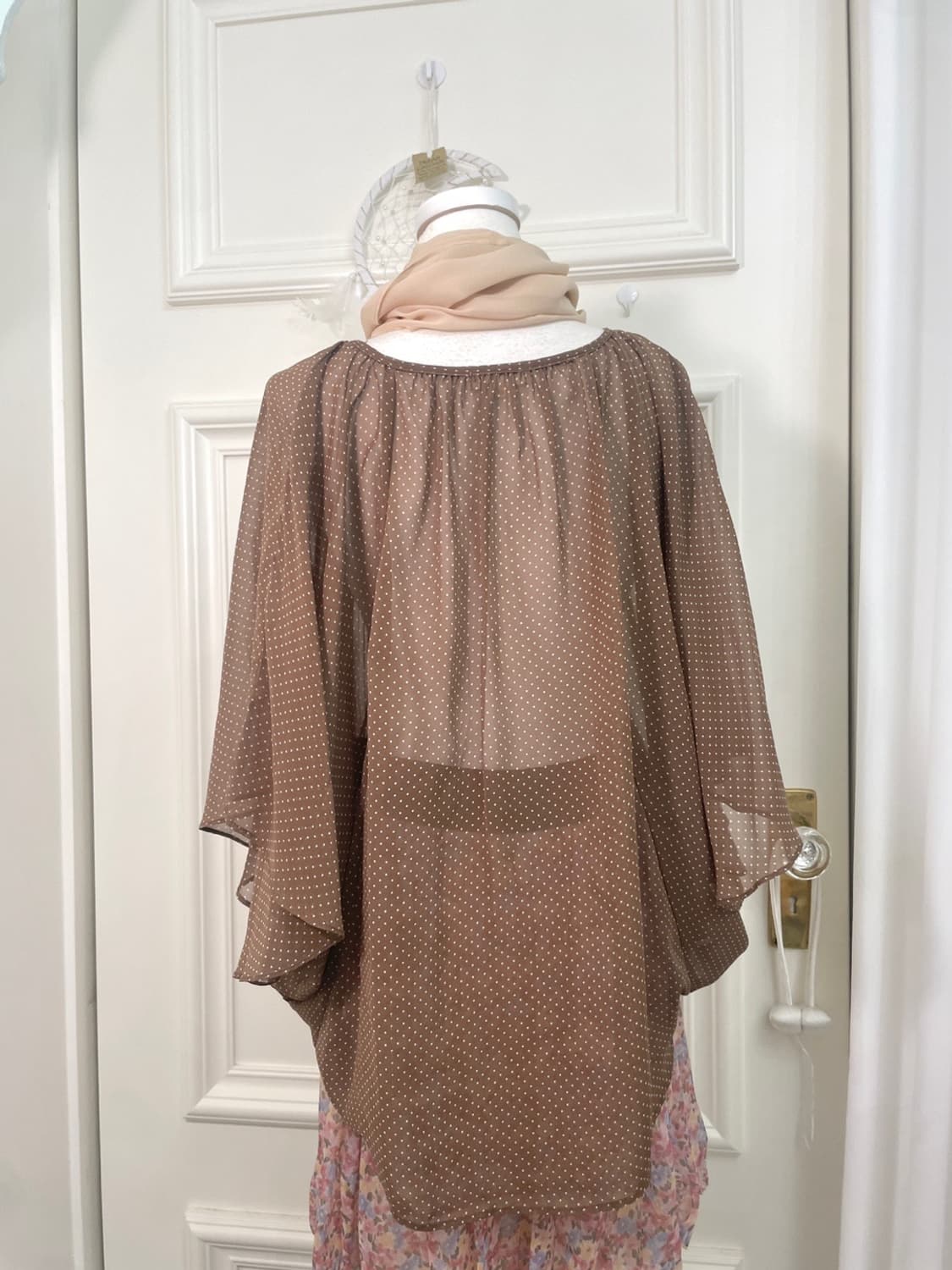 beige ivory tessel point chiffon scarf 상품이미지5