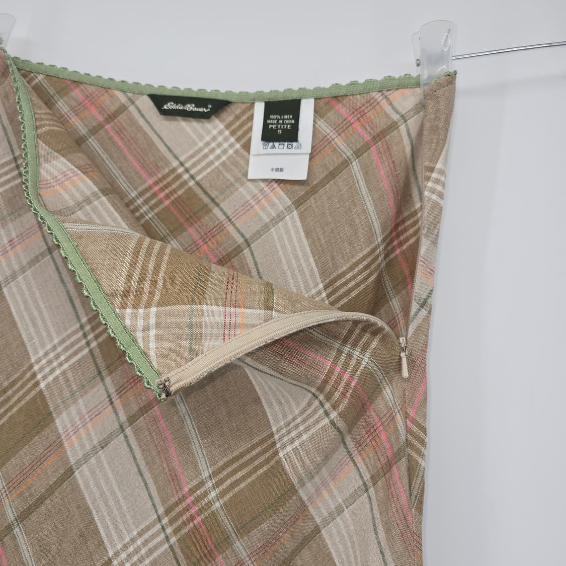 Eddie Bauer 린넨 체크 롱 내추럴 스커트 [B50533 상품이미지6