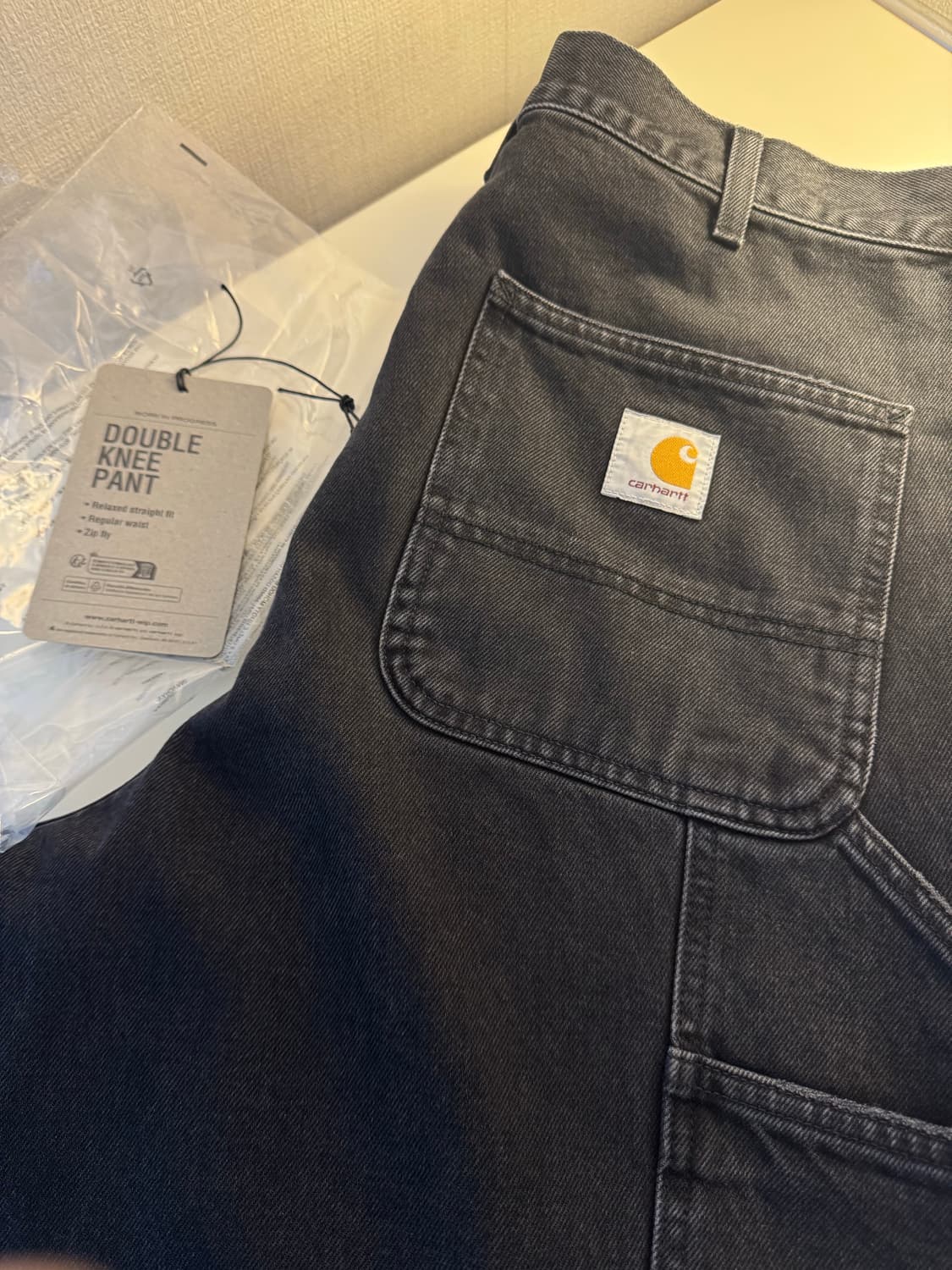 [36x32]칼하트wip 더블니 흑청 팬츠 상품이미지1