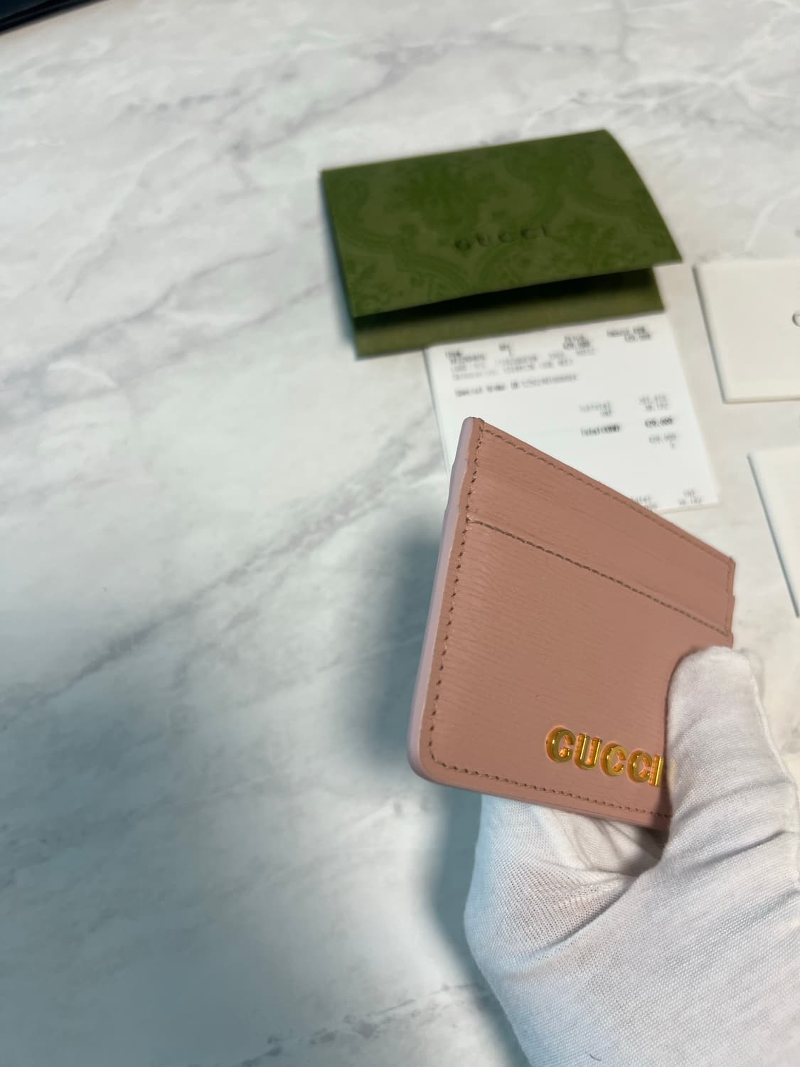 구찌 스크립트 라이트 레더 카드지갑 핑크 상품이미지5