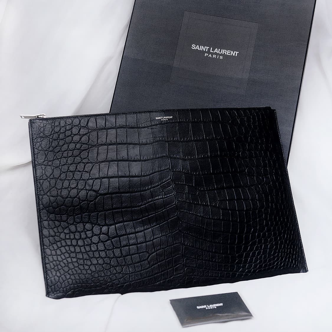 생로랑 (YSL) 크로커다일 엠보 레더 라지 클러치백 상품이미지1