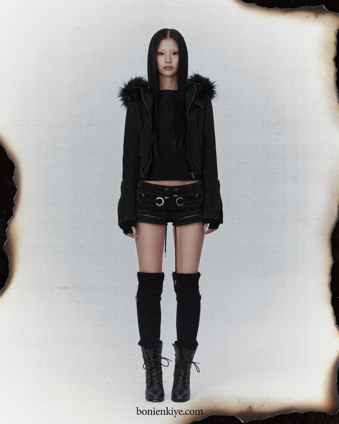 보니앤키예 Bonienkiye 퍼자켓 distressed fur hood 상품이미지4