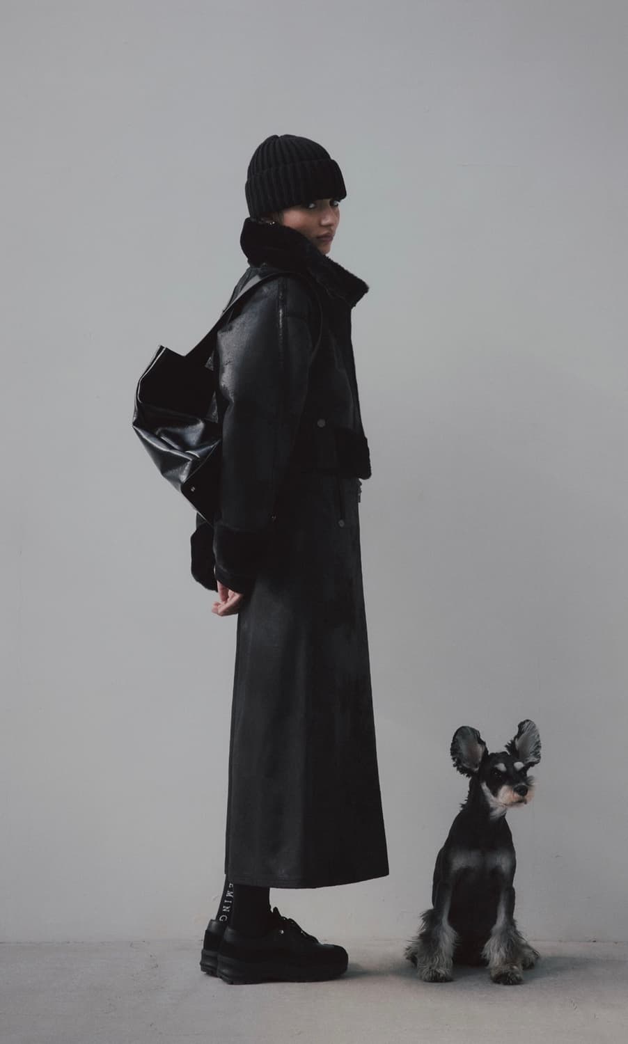 트리밍버드 크랙 볼드 크롭 무스탕 블랙 상품이미지10