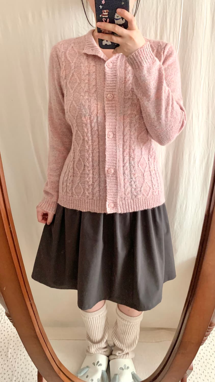 핑크 솜사탕 니트 가디건 상품이미지3
