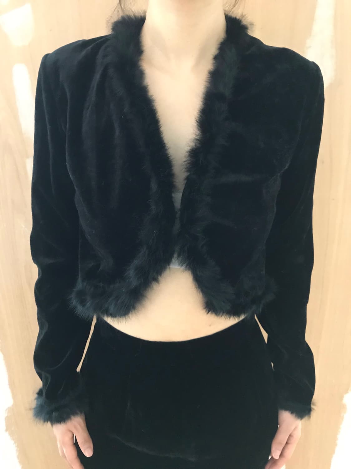 vintage velvet fur cardigan 상품이미지1