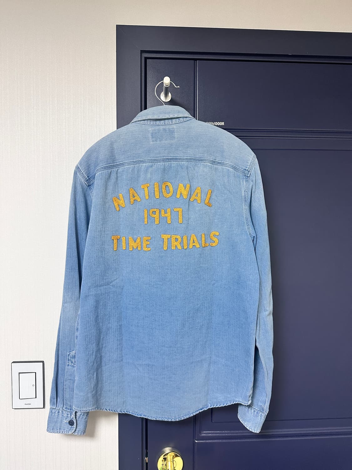 RRL 임브로이더 인디고 헤링본 워크셔츠 S 상품이미지1