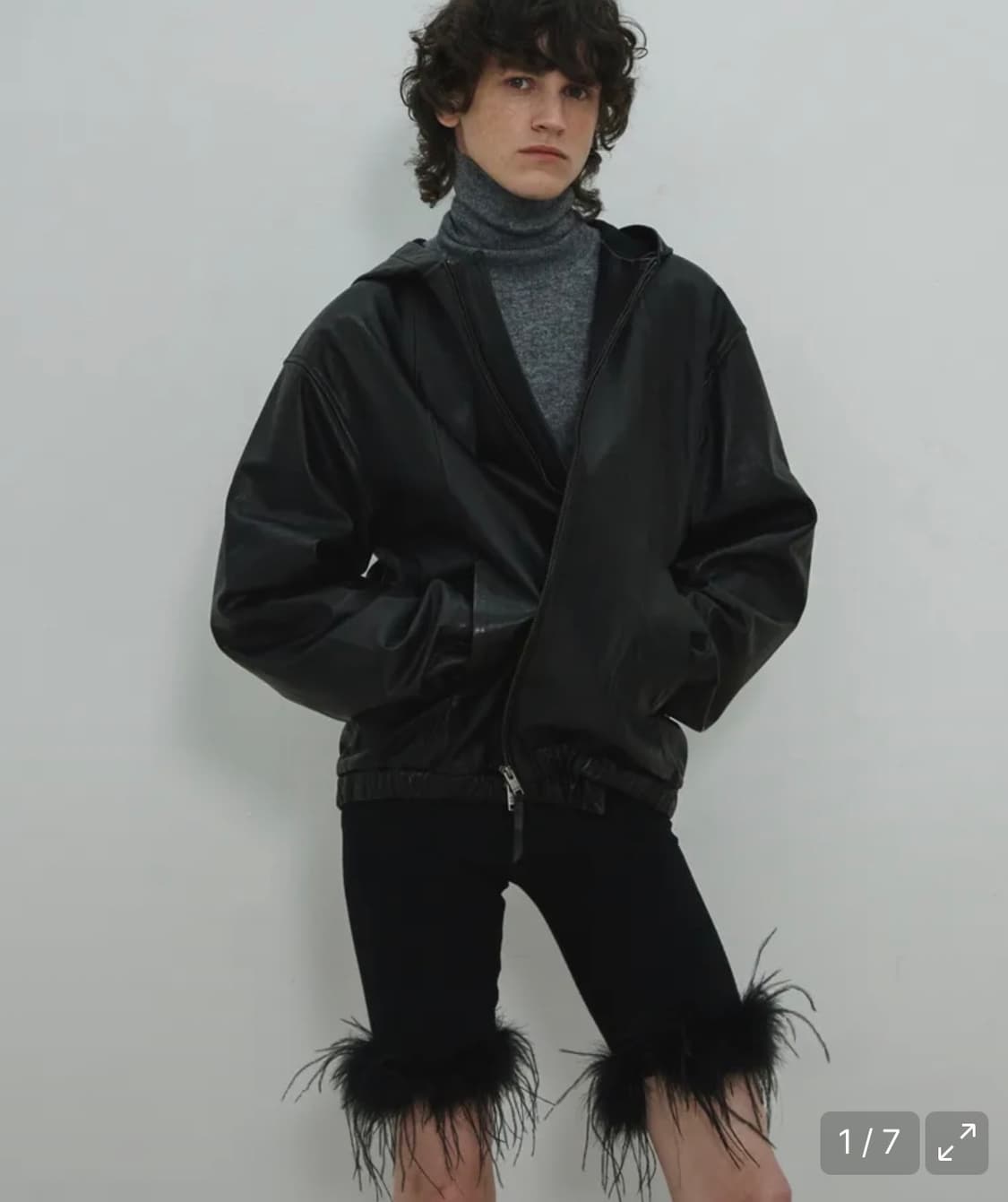Ostrich Hair Biker Pants / Black 상품이미지1