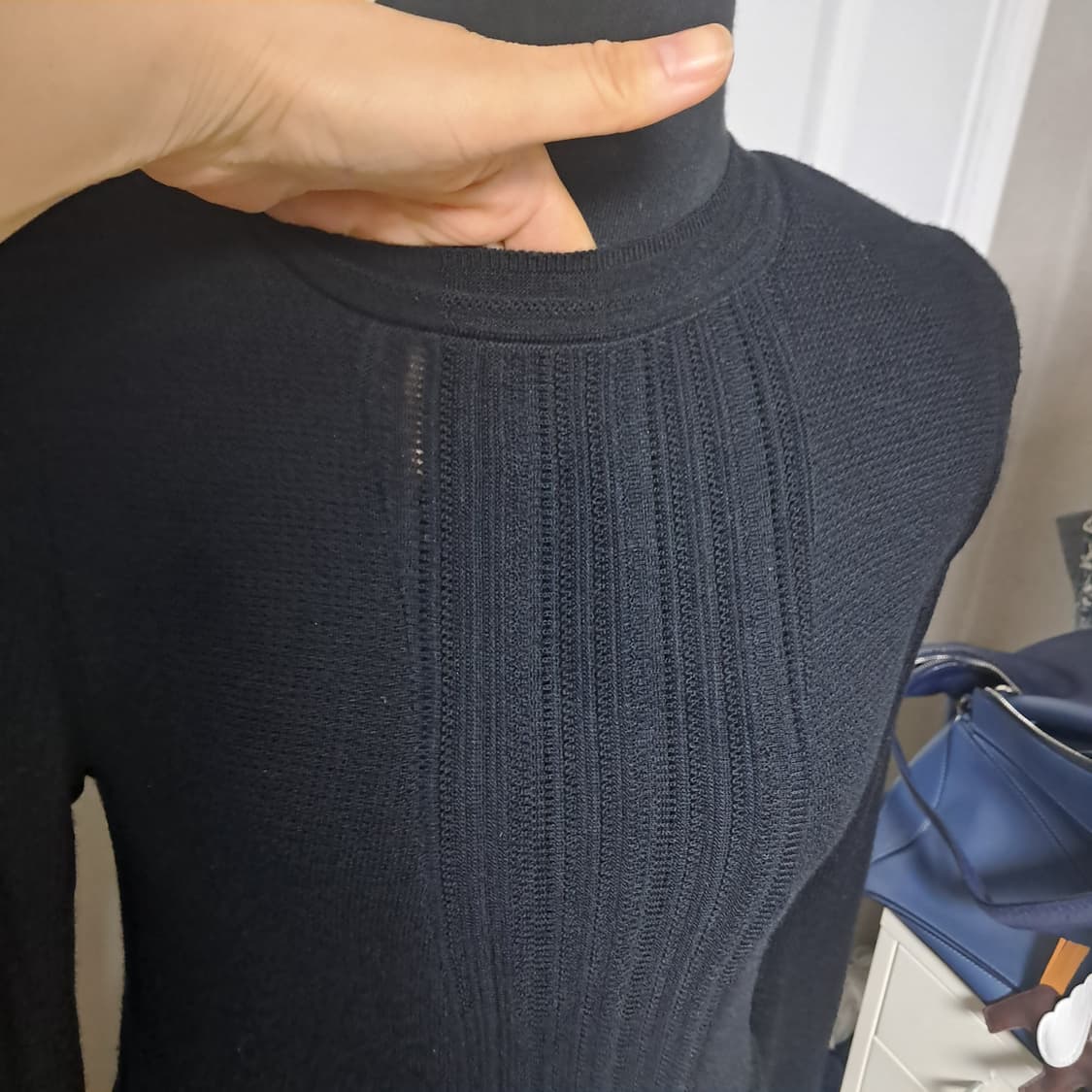 클럽모나코 블랙 니트 플리츠 롱 원피스 XS(44~55)2019년제품 상품이미지4