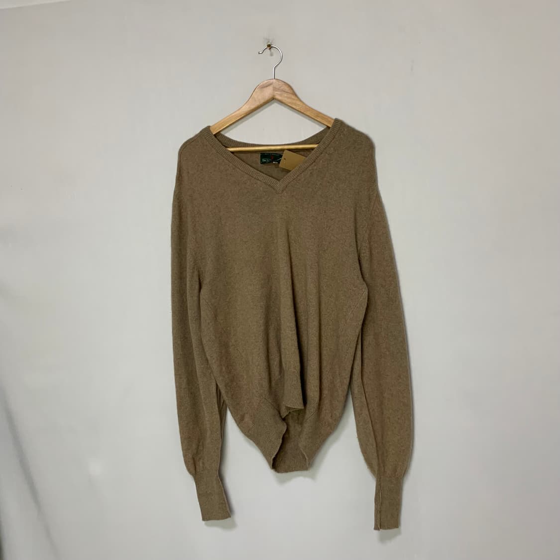 브이넥 캐시미어 100 빈티지 니트 코코아 베이지 상품이미지1