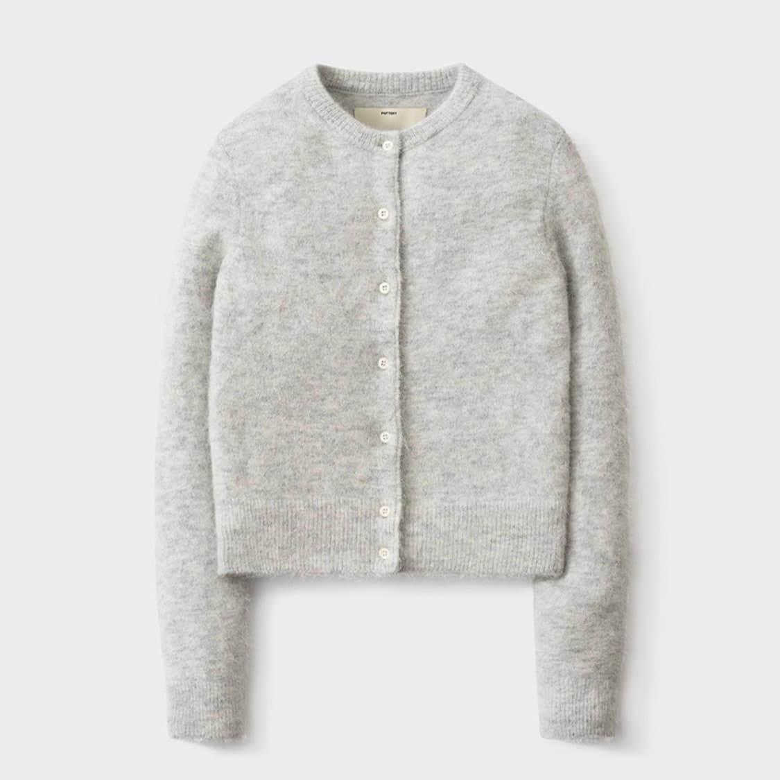 포터리 알파카 라운드넥 가디건 라이트그레이 상품이미지1