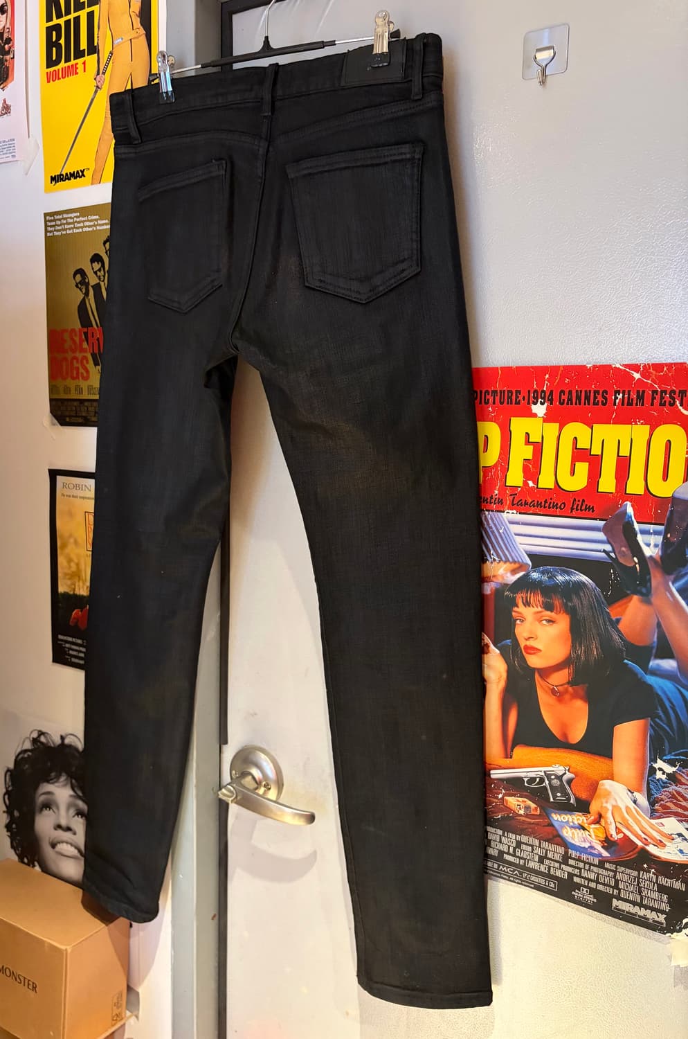 TDH 코팅 블랙 슬림 데님 팬츠 상품이미지3