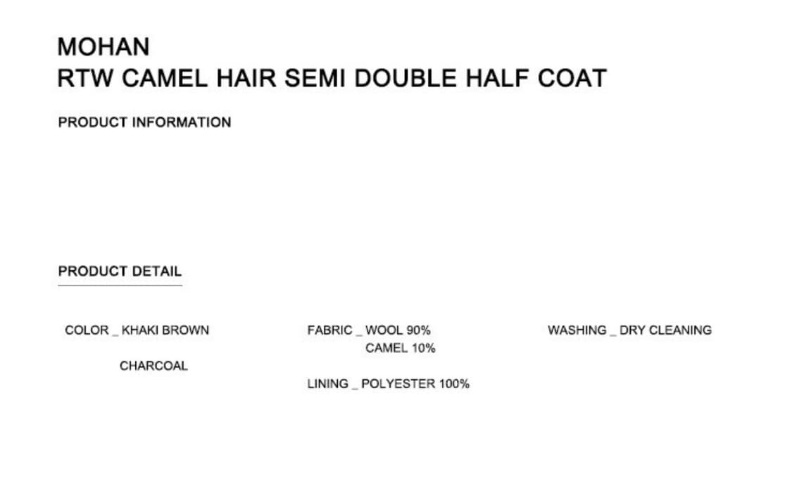 모한 카멜 하프코트 차콜 XS 상품이미지6