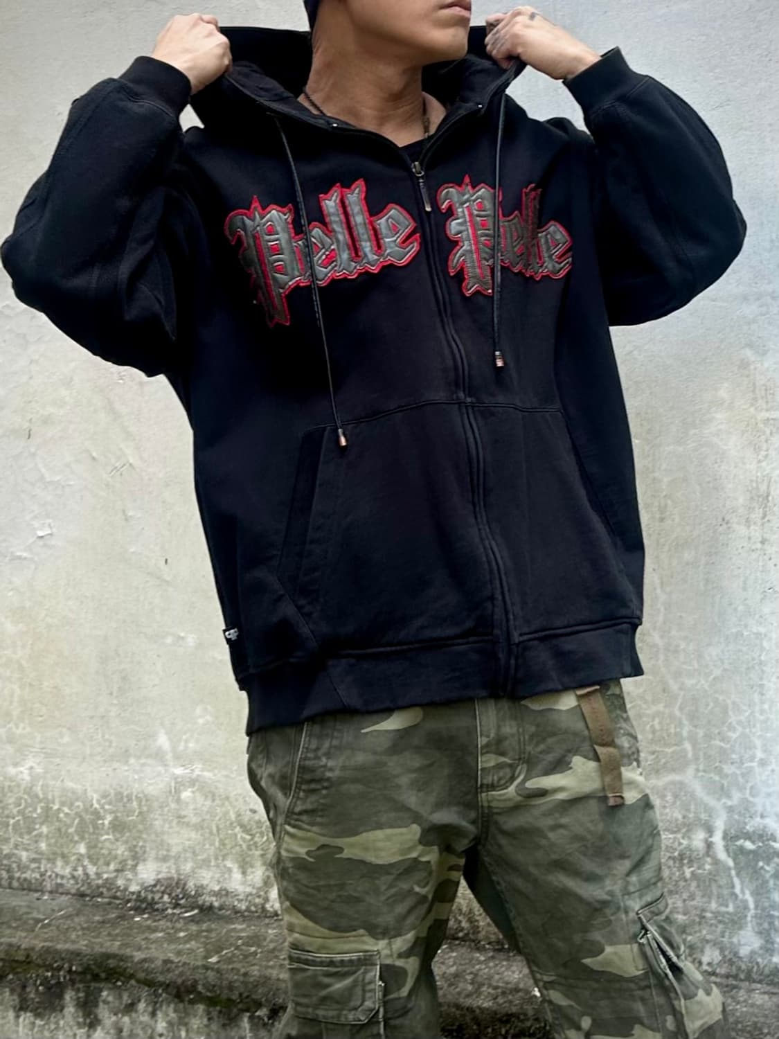 펠레펠레 90‘s 로고 레더패치 헤비스웨트 후드집업 xl 상품이미지3