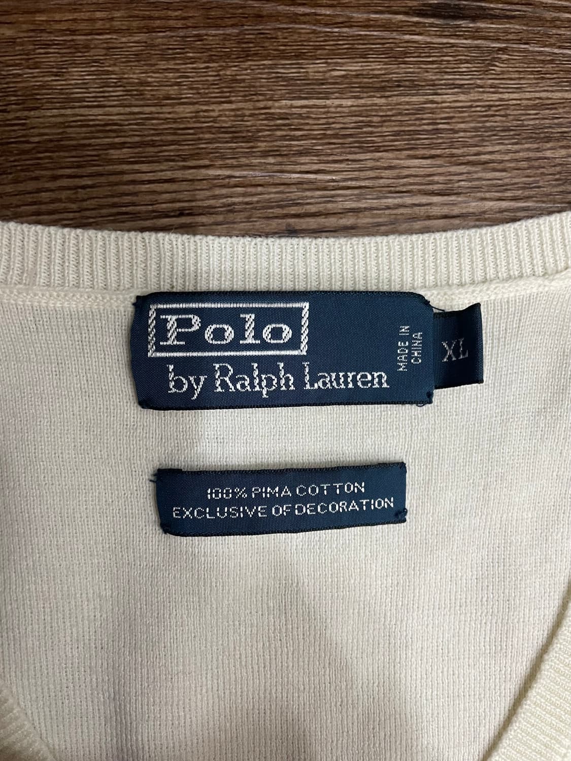 폴로 랄프로렌 피마코튼 니트 조끼 베스트 아이보리 상품이미지6