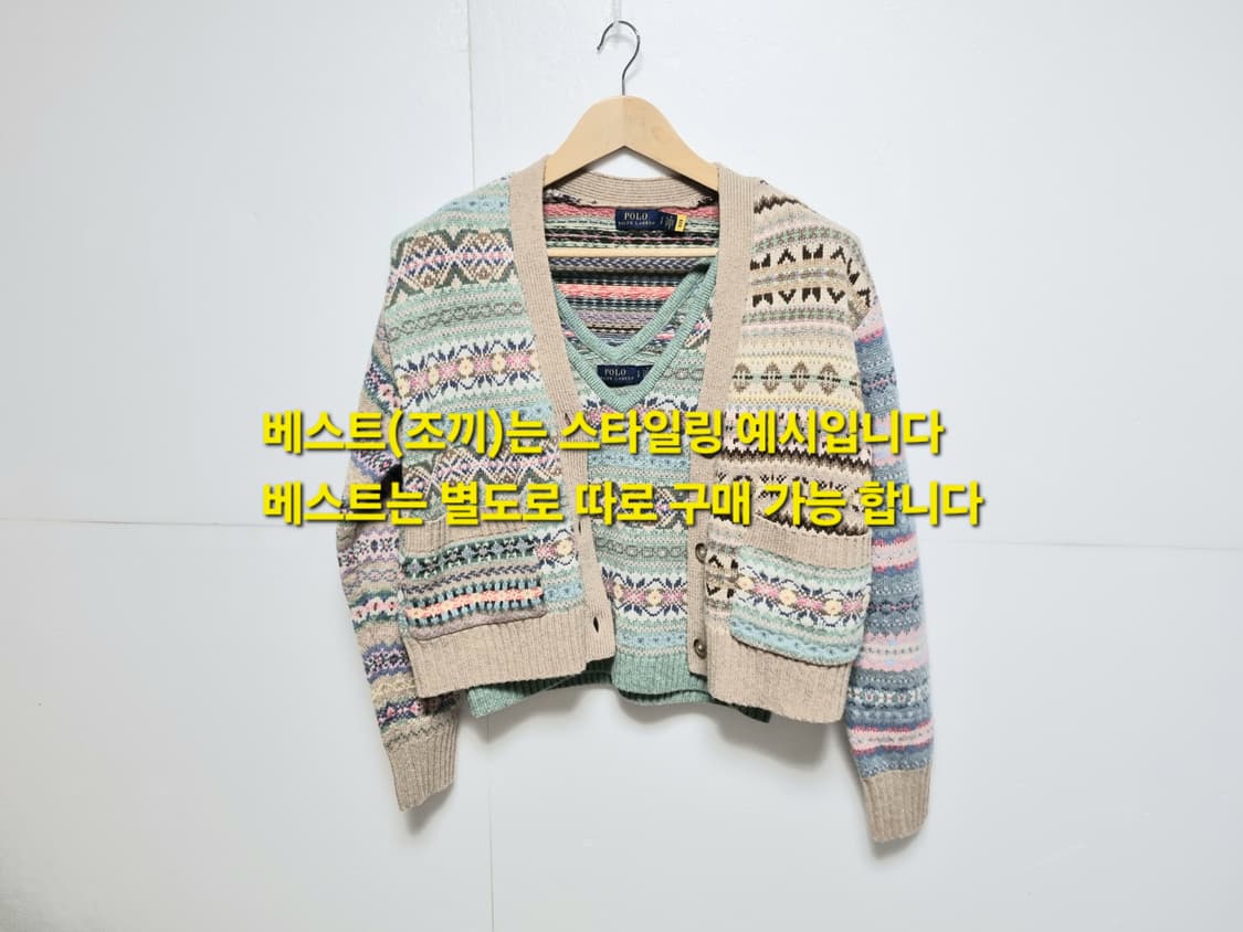 여성 정가60만 폴로 2023 캐시미어 울 페어아일 가디건 니트 스웨터 상품이미지10