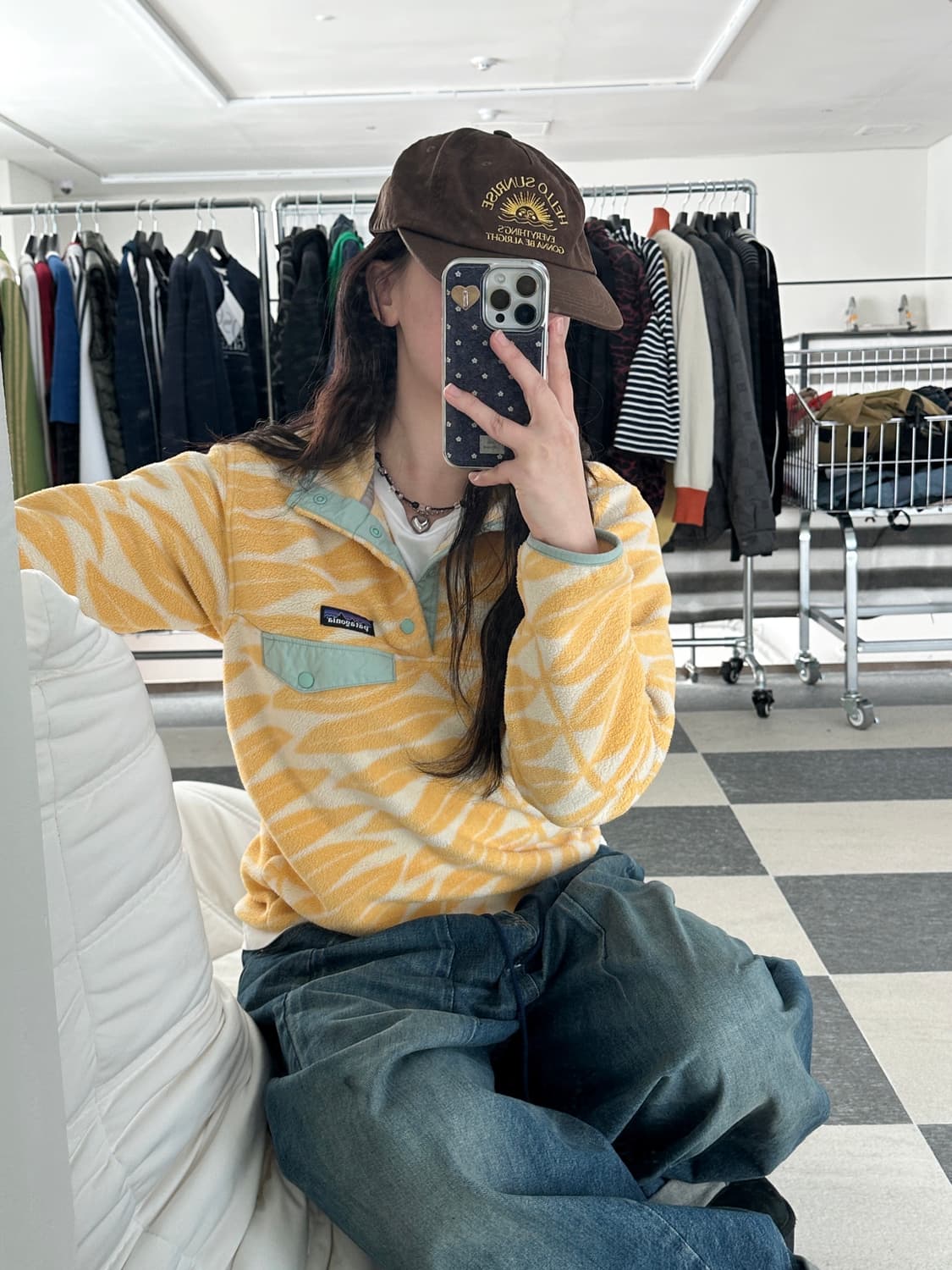 파타고니아 신칠라 옐로우 패턴 스냅 플리스  상품이미지2