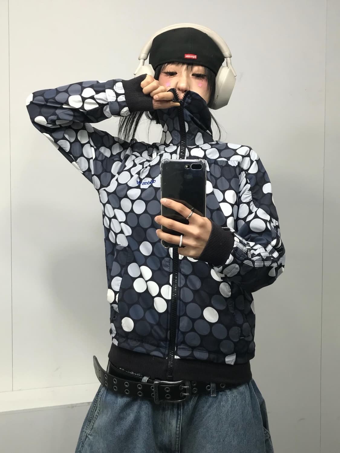 아디다스 도트패턴 하이넥 바람막이 세트 ( 상의+하의 ) 상품이미지4