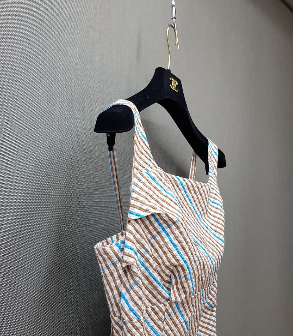 한섬 타임 2022 체크 패턴 슬리브리스 롱 원피스 82-94-160 상품이미지3