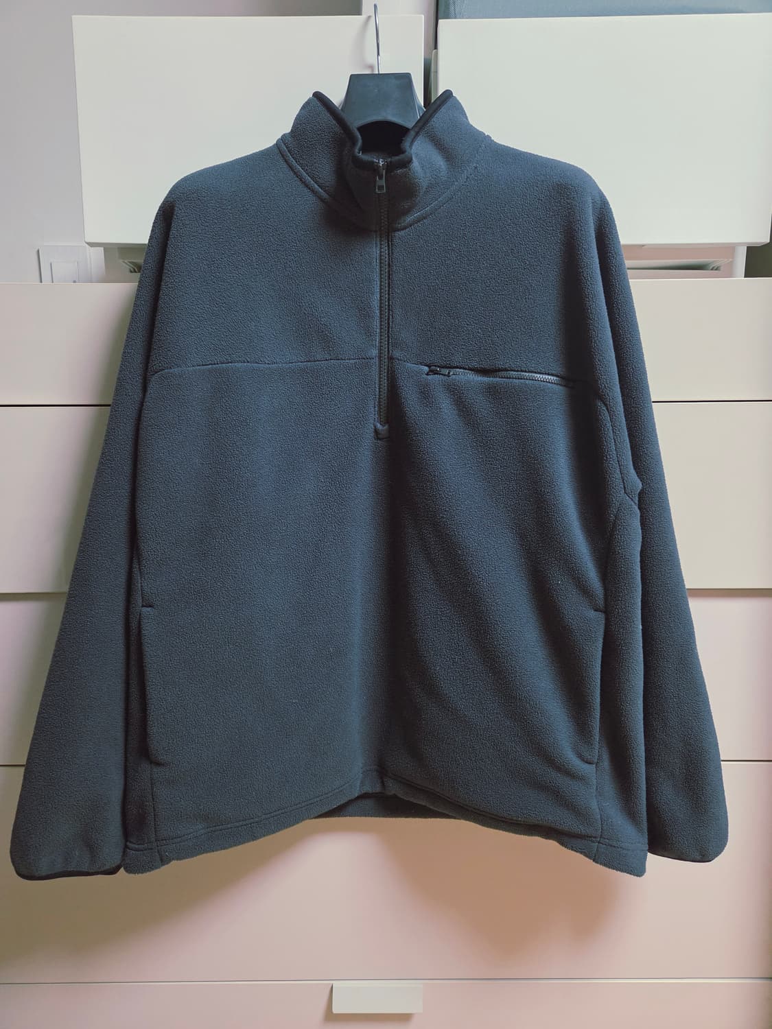 (L)유니클로 하프집업 플리스 다크그린 상품이미지1