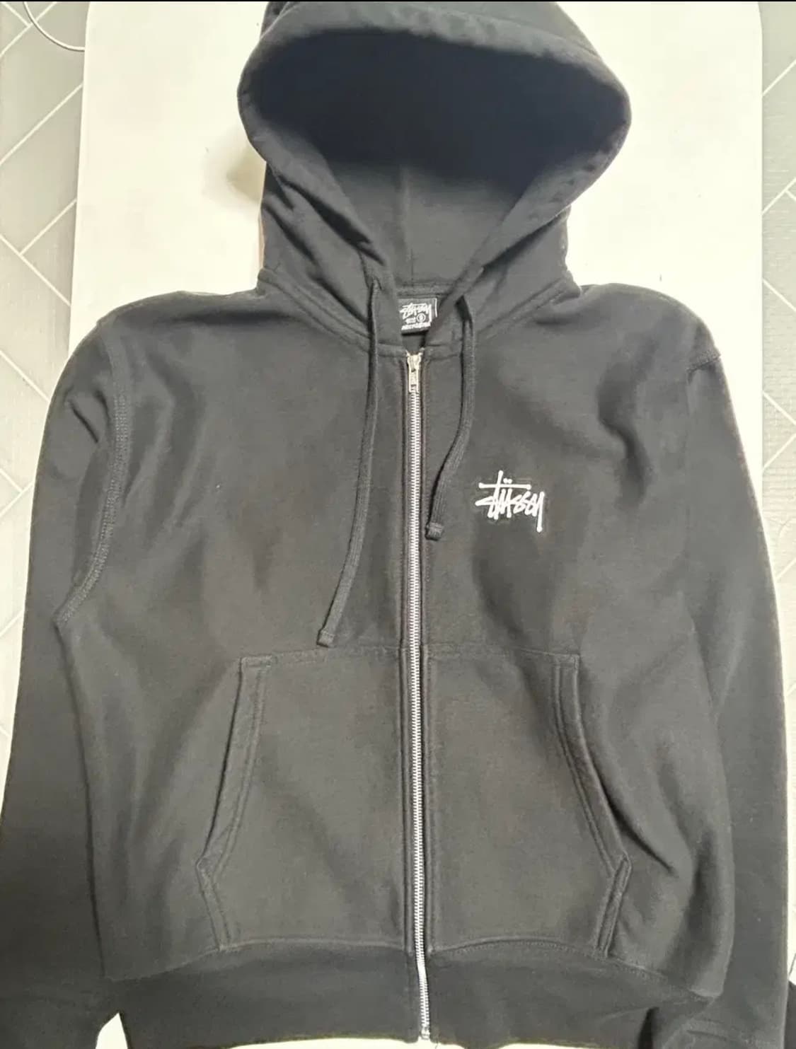 스투시 베이직 후드 집업 블랙 상품이미지1